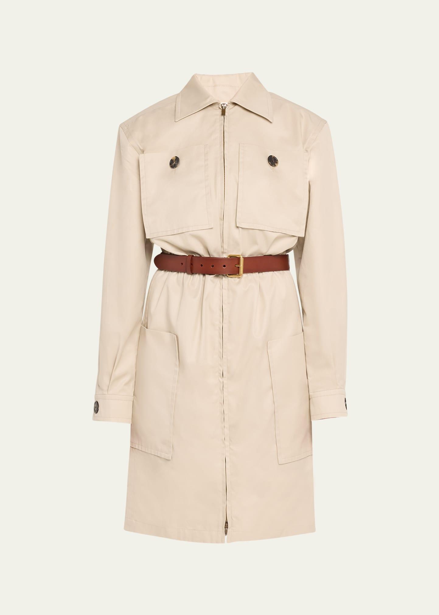 short cargo pocket zip front shirtdress