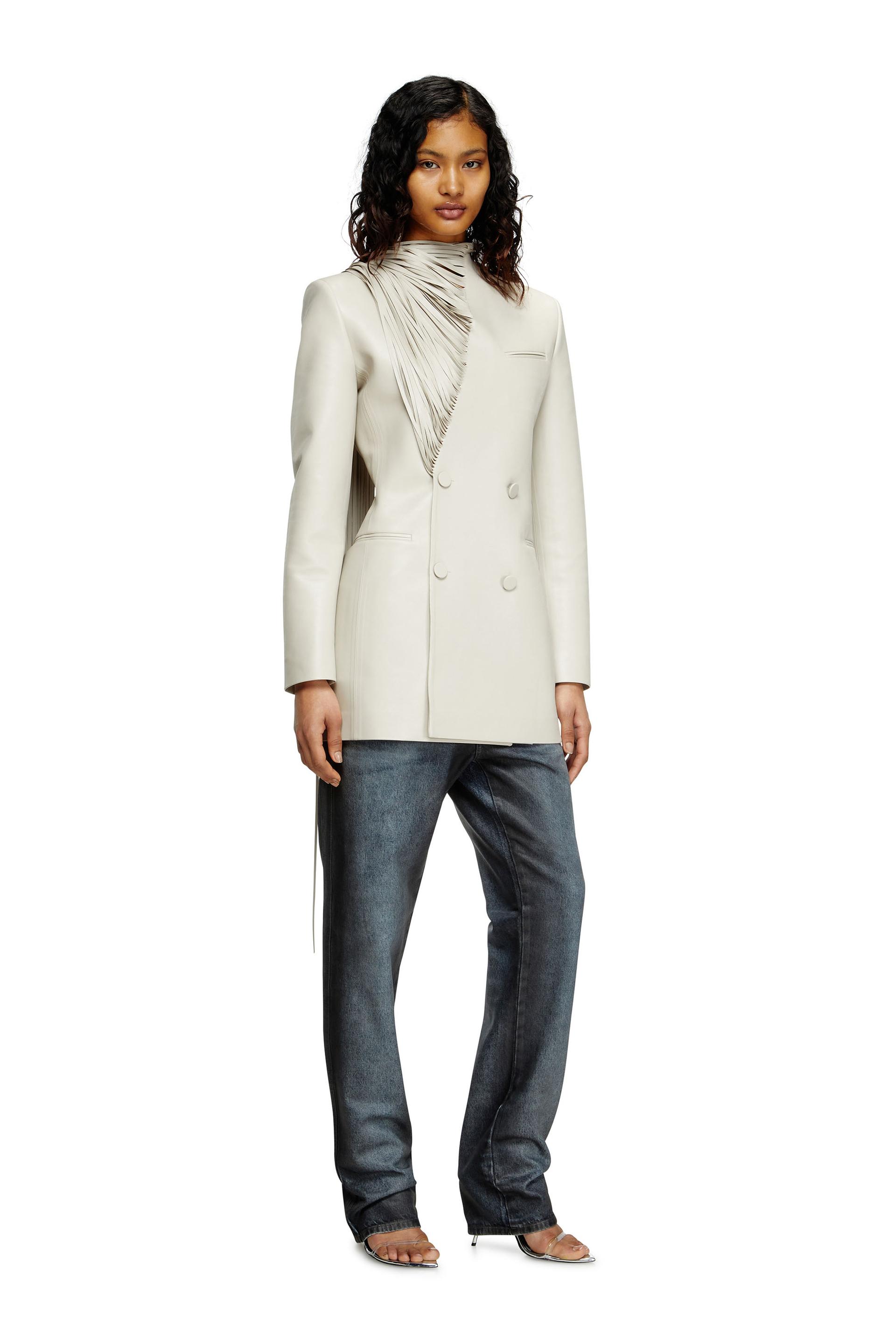 short coat with shredded scarf fringing