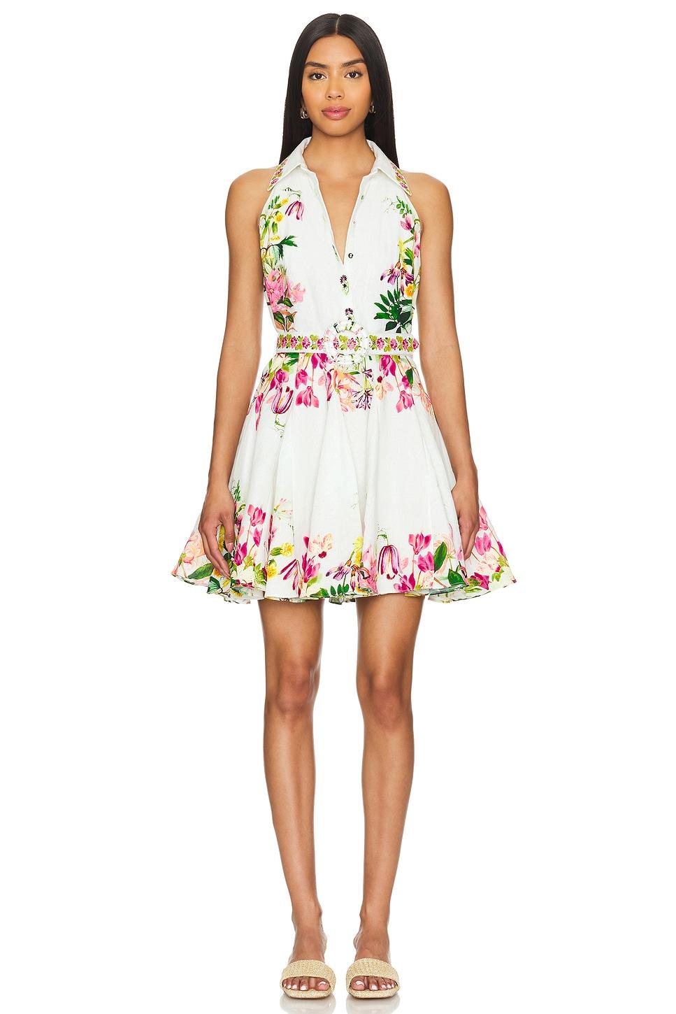 short dress with highlight emb and buckle belt