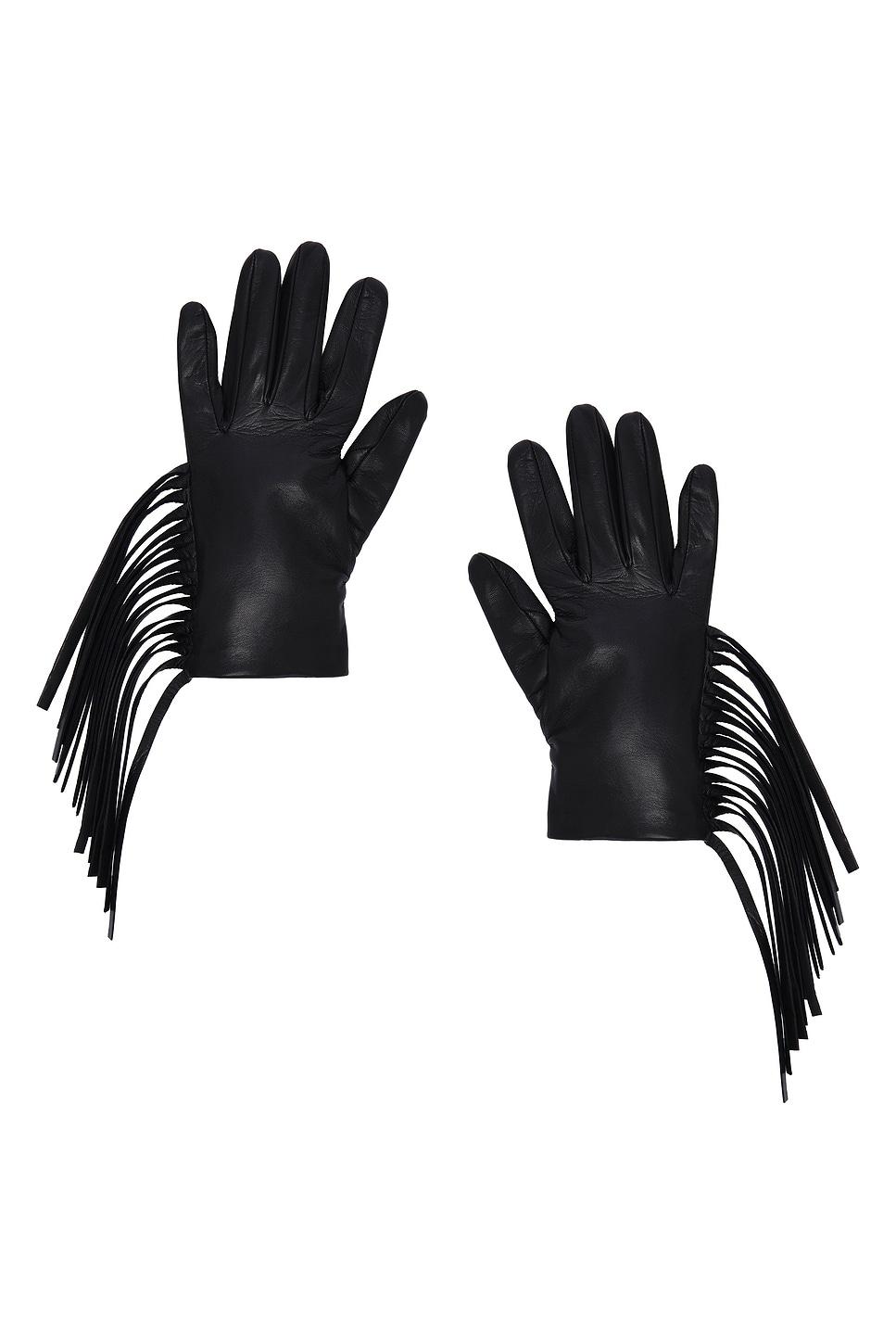 short fringed gloves