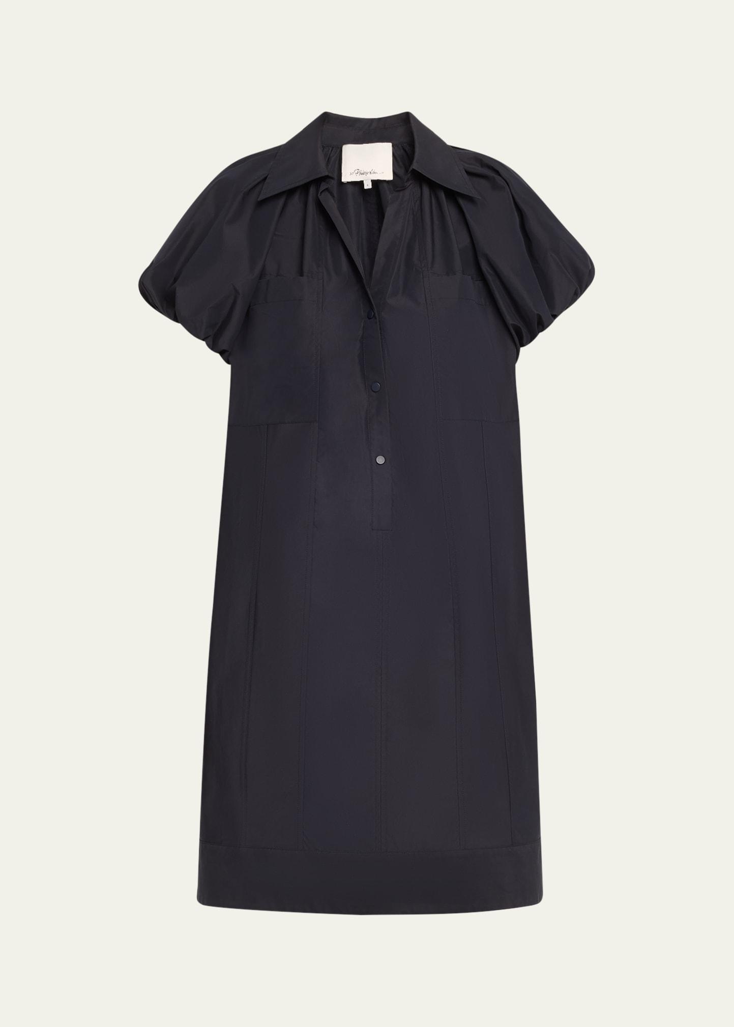 short puff-sleeve shirtdress