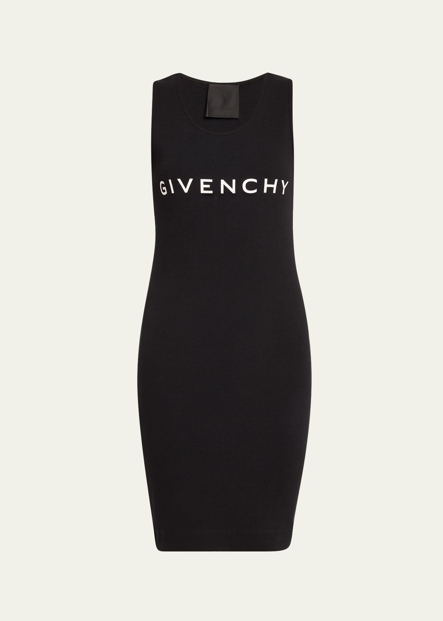 short ribbed logo body-con tank dress