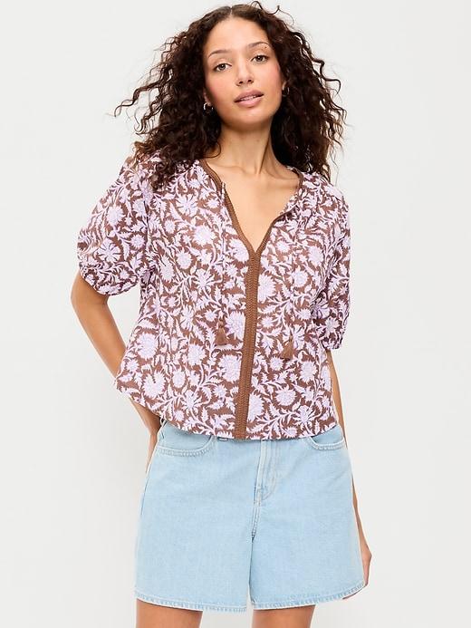 short-sleeve beaded top