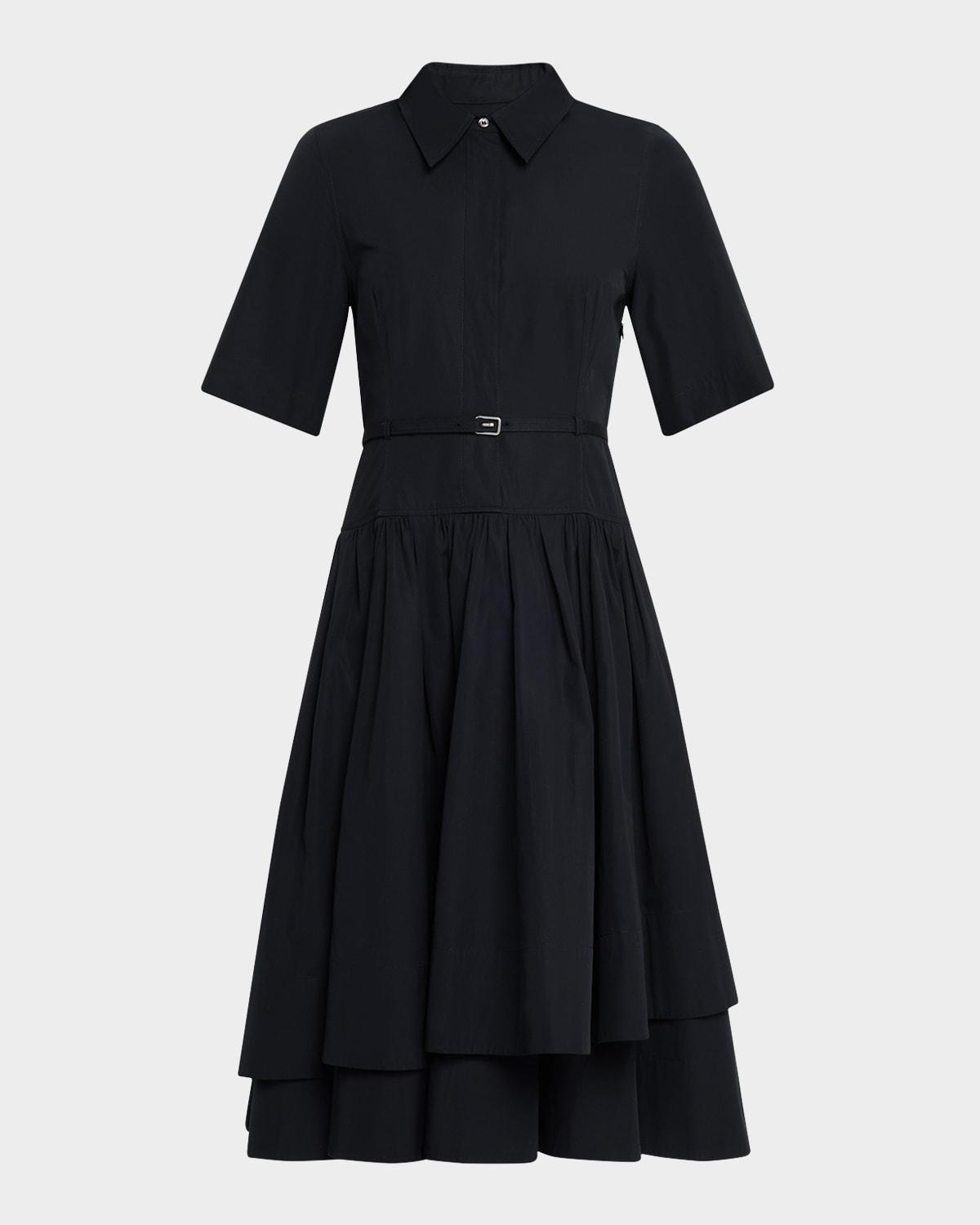 short-sleeve belted a-line dress