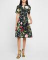 short-sleeve belted english rose faille dress