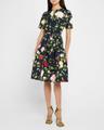 short-sleeve belted english rose faille dress
