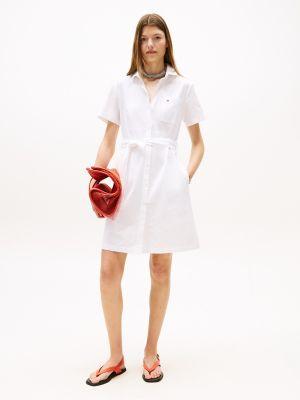 short-sleeve belted oxford shirtdress