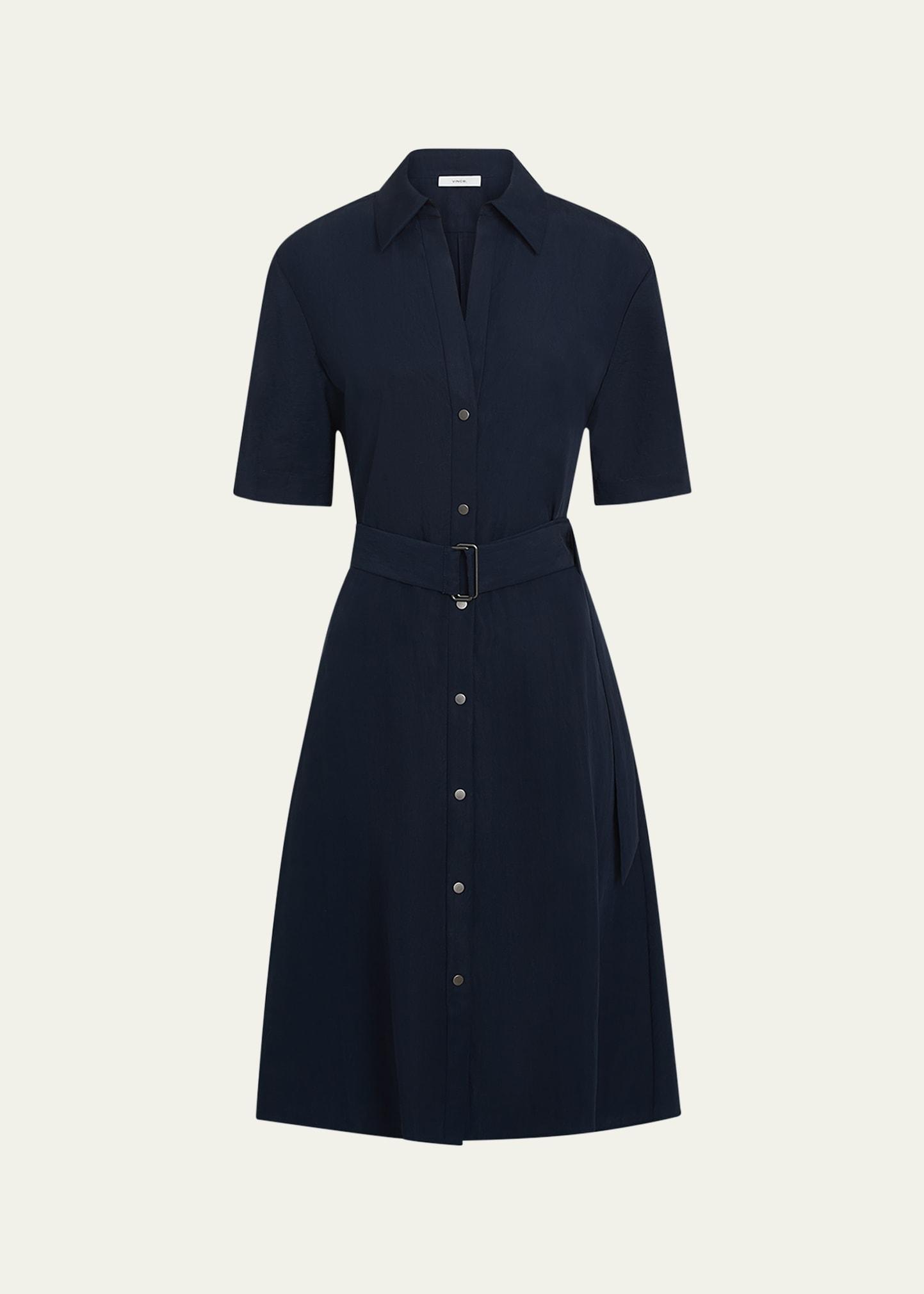 short-sleeve belted shirtdress