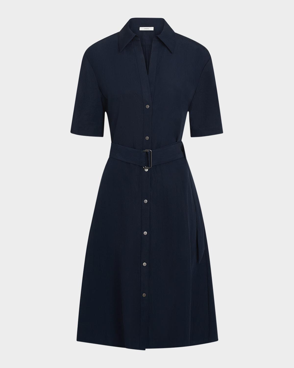 short-sleeve belted shirtdress