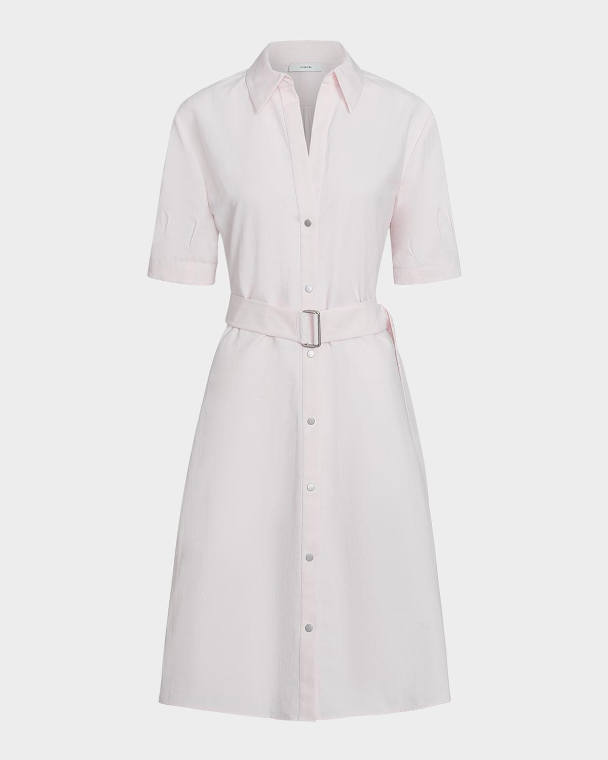 short-sleeve belted shirtdress