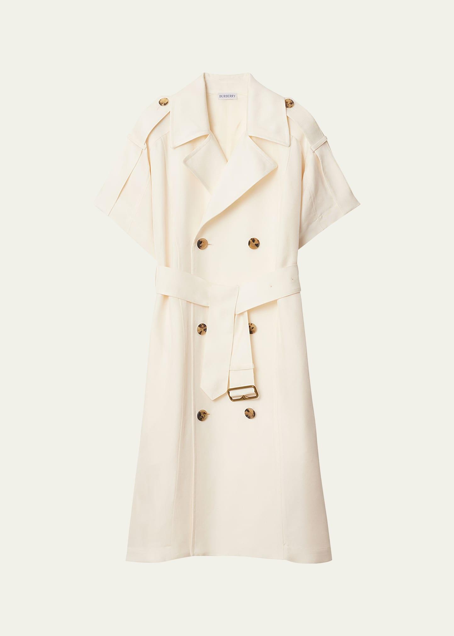 short-sleeve belted trench dress