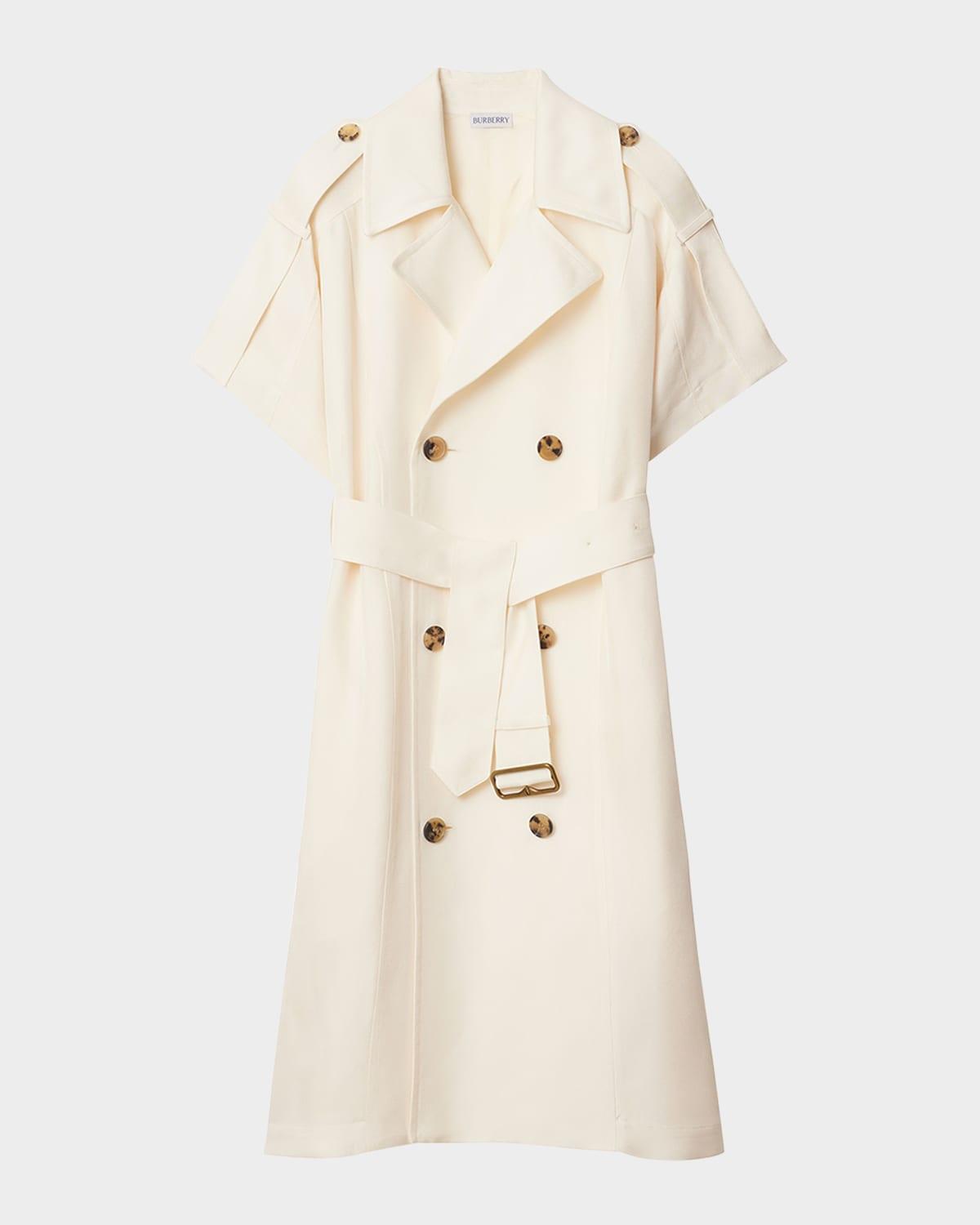 short-sleeve belted trench dress