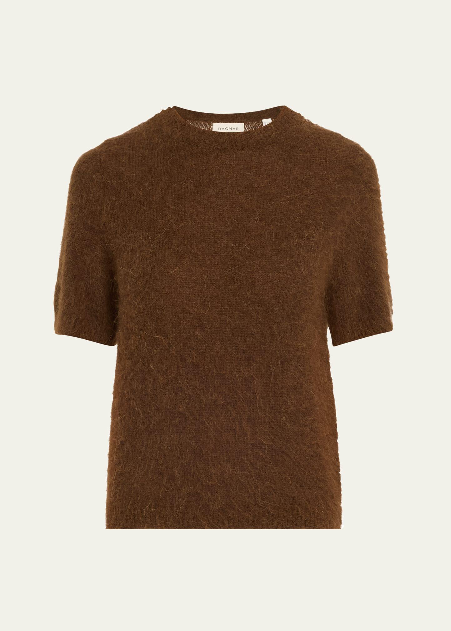 short-sleeve brushed alpaca sweater