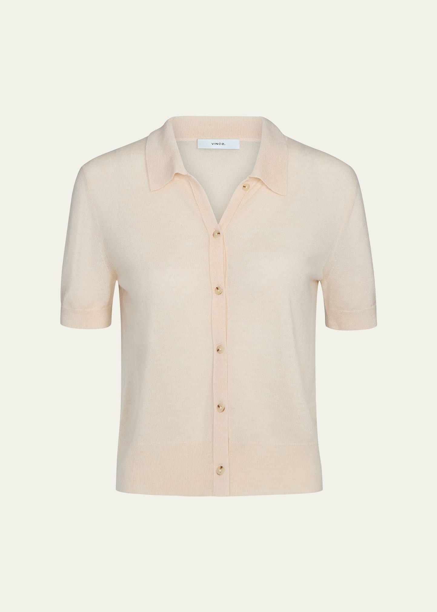 short-sleeve button-front sweater