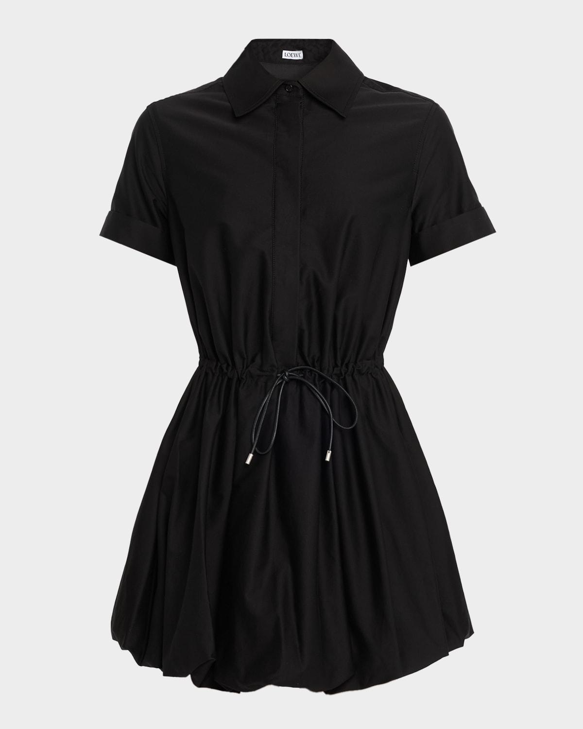 short-sleeve cinched-waist mini bubble shirtdress