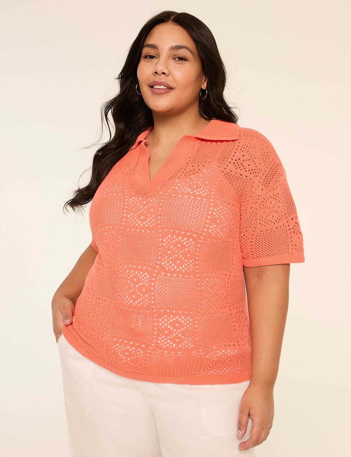 short-sleeve collared sweater pullover