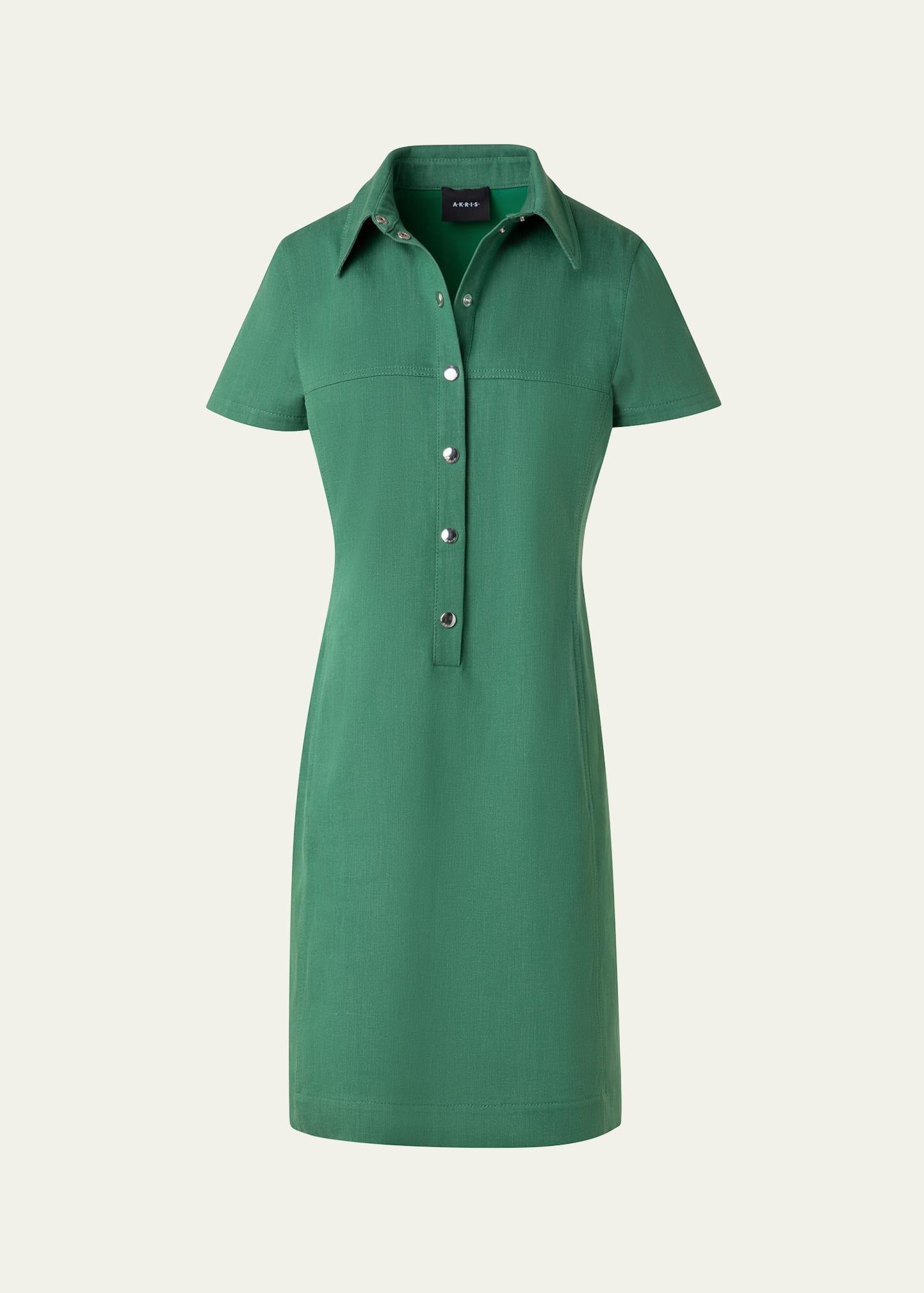 short-sleeve cotton denim stretch polo shirtdress