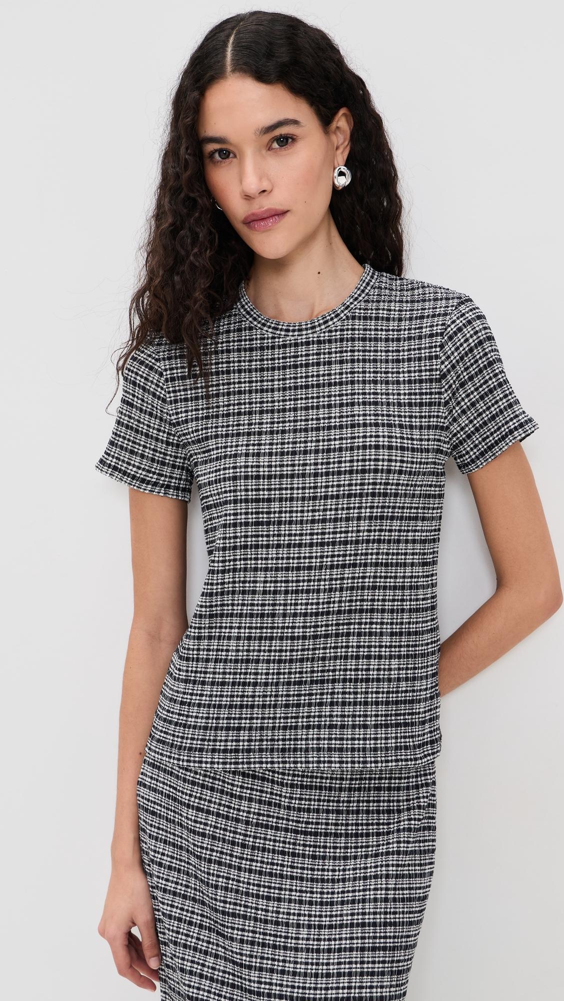 short sleeve crew neck blouse