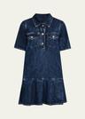 short-sleeve crinkled denim mini dress