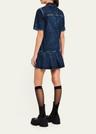 short-sleeve crinkled denim mini dress