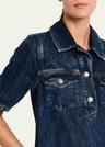 short-sleeve crinkled denim mini dress