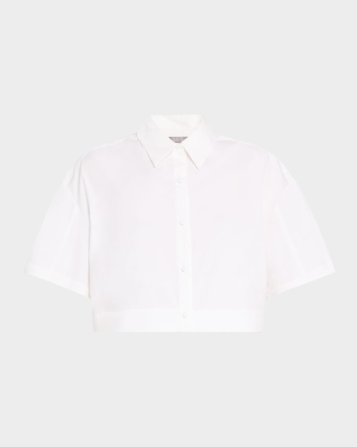 short-sleeve crop button-down shirt