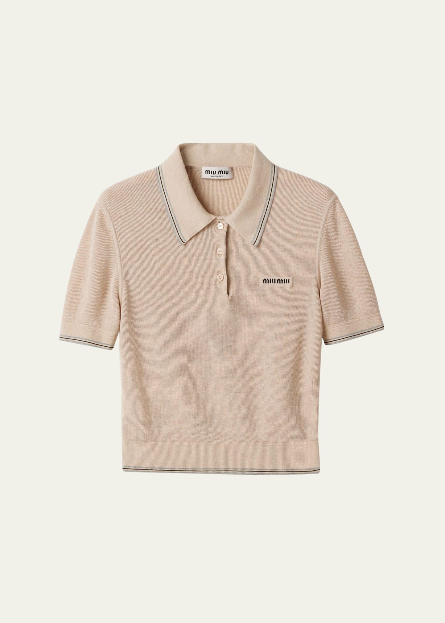 short-sleeve crop polo top