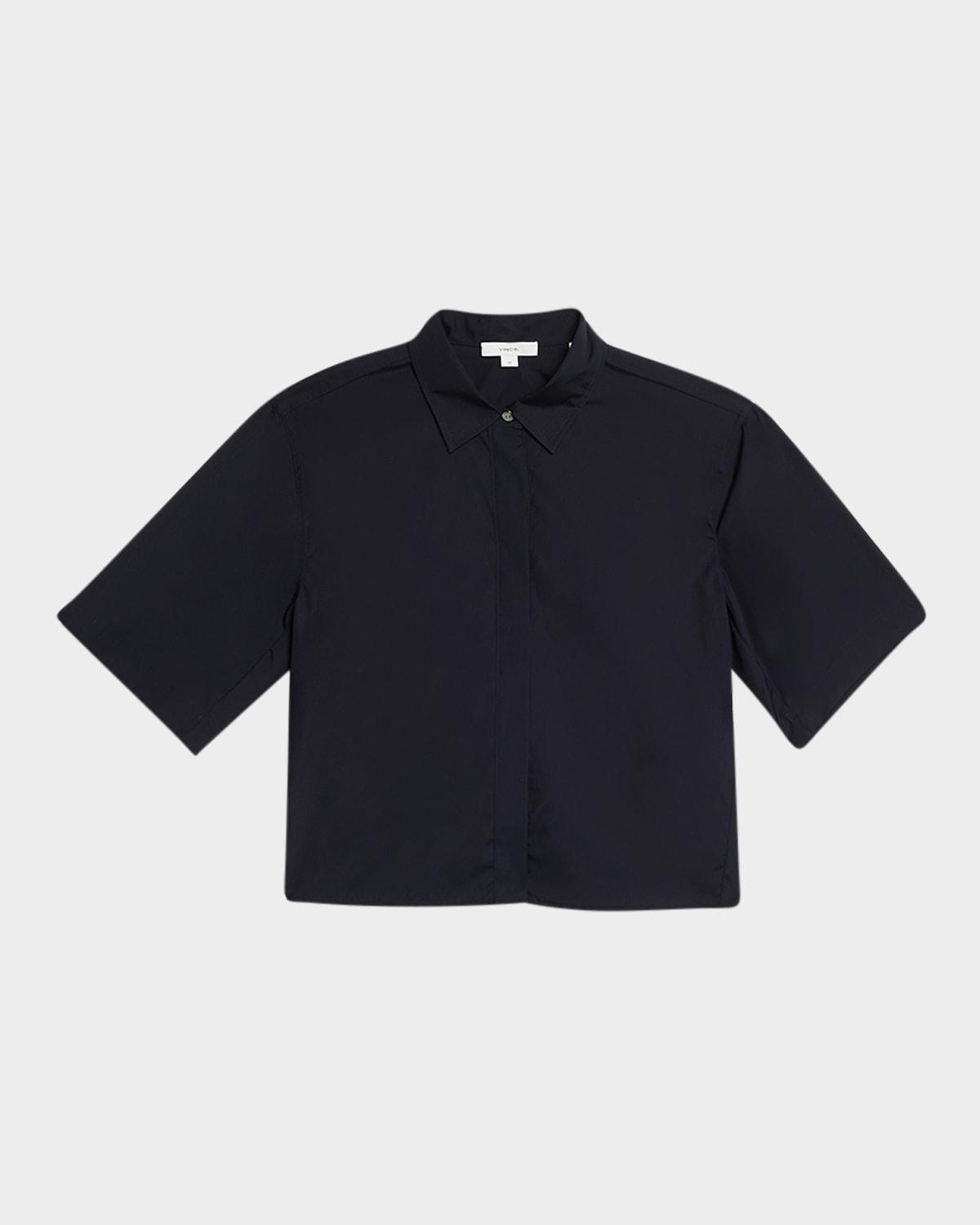 short-sleeve cropped cotton shirt