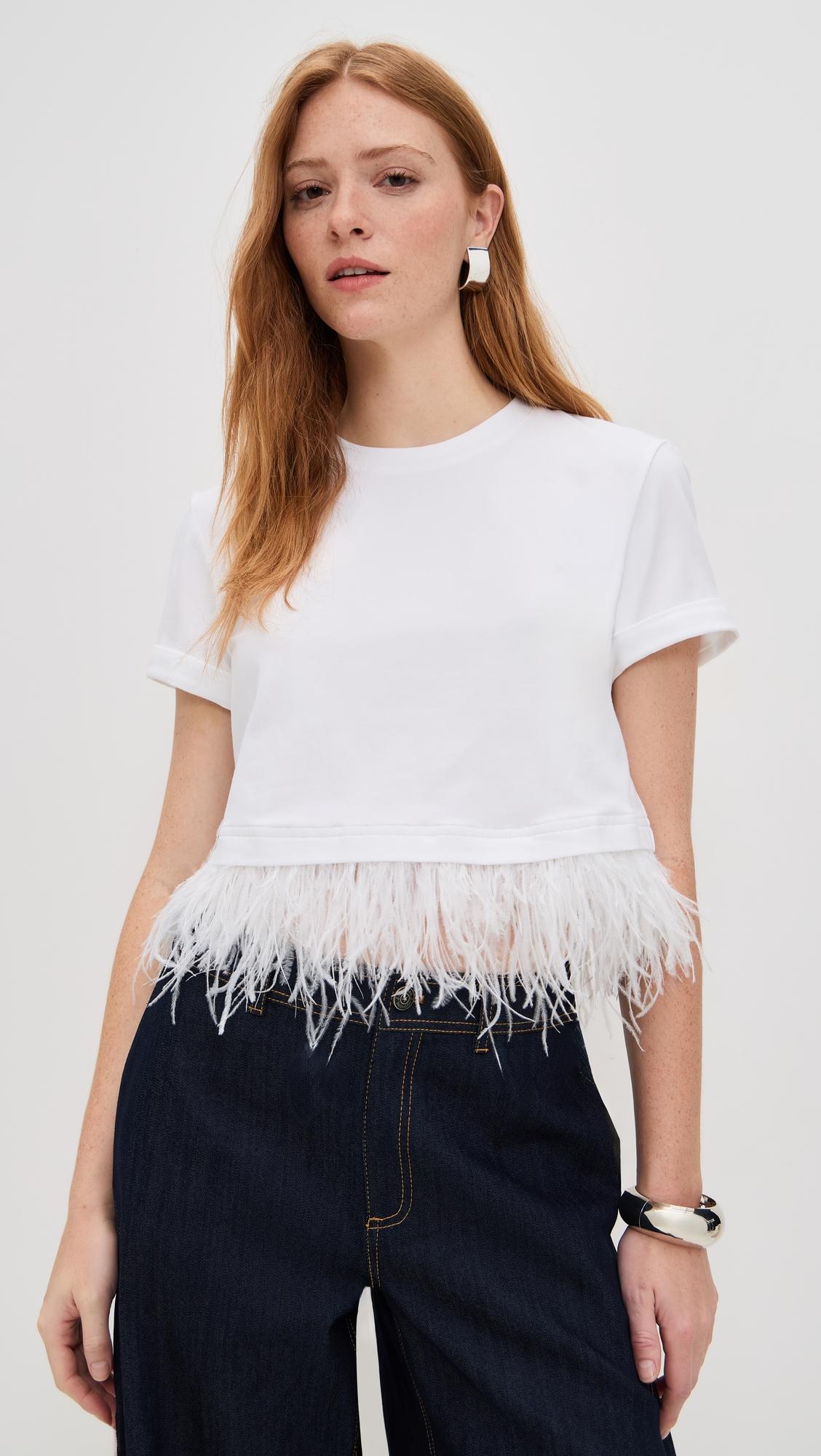 short sleeve cropped feather tee
