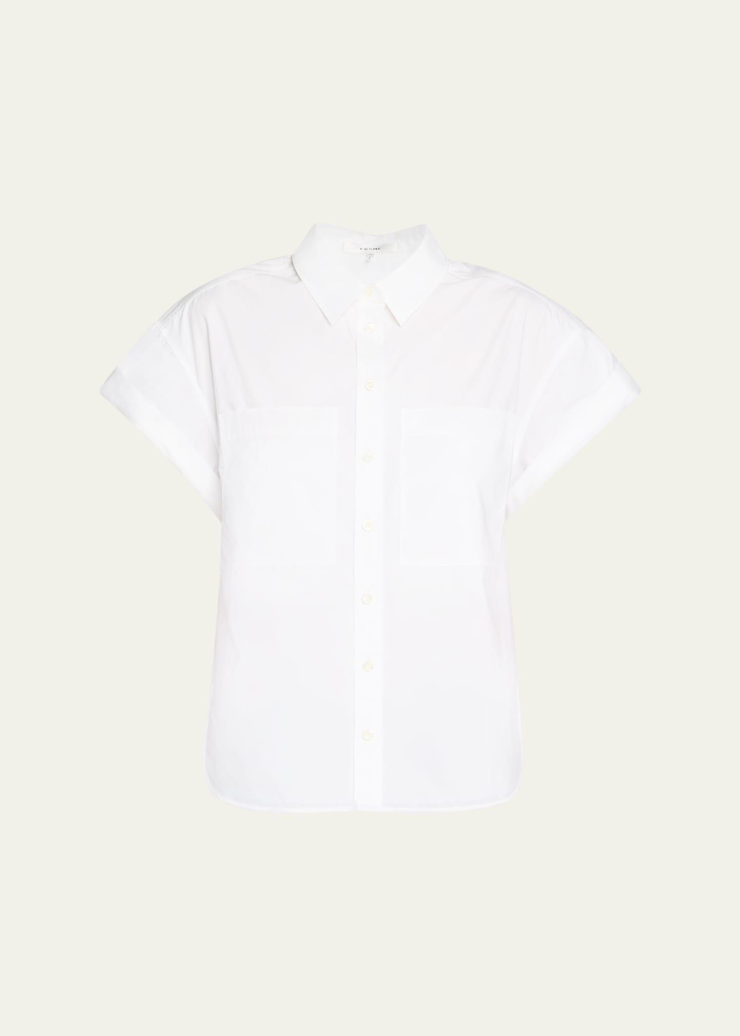 short-sleeve cuffed button-front shirt