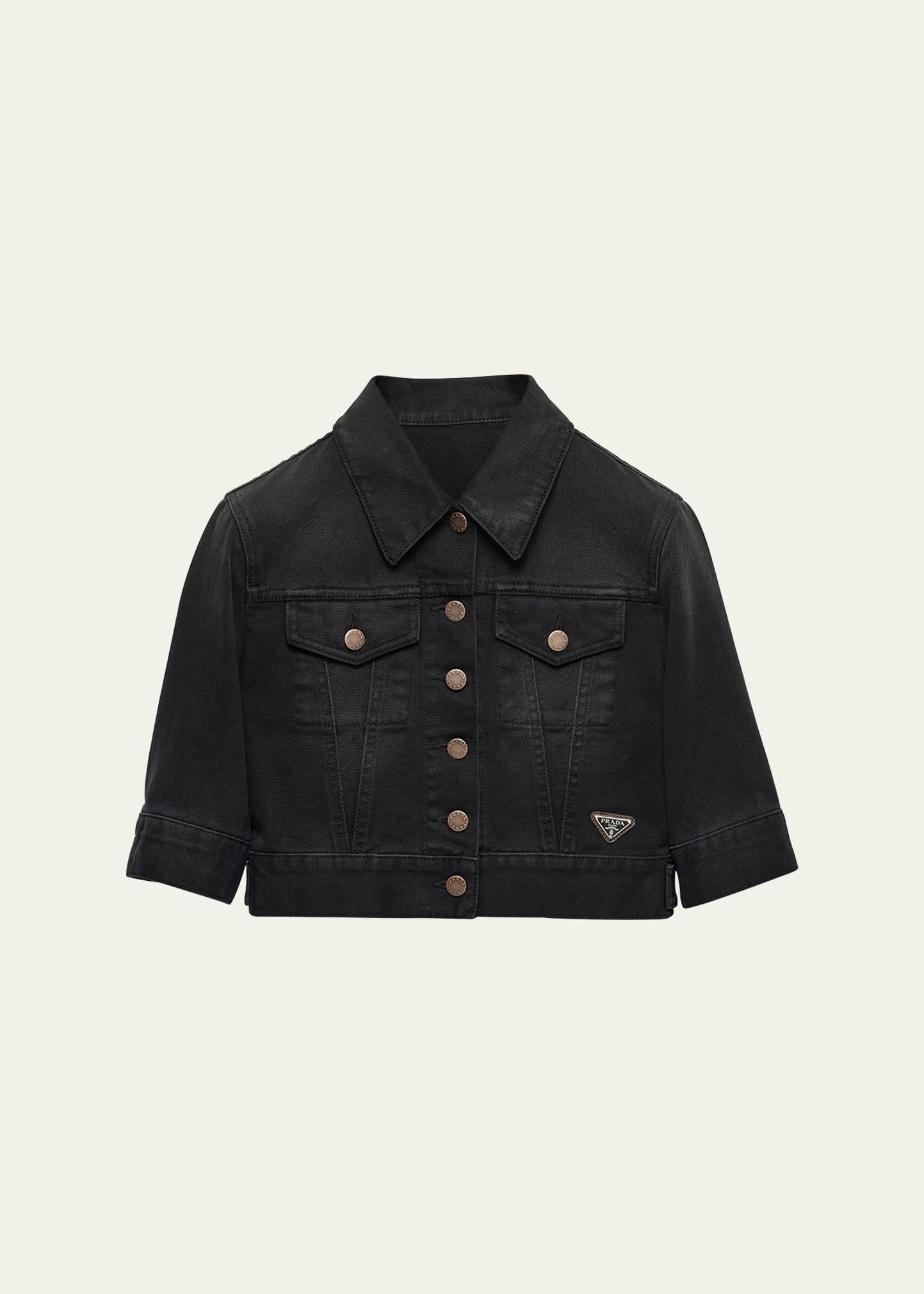 short-sleeve denim cropped jacket