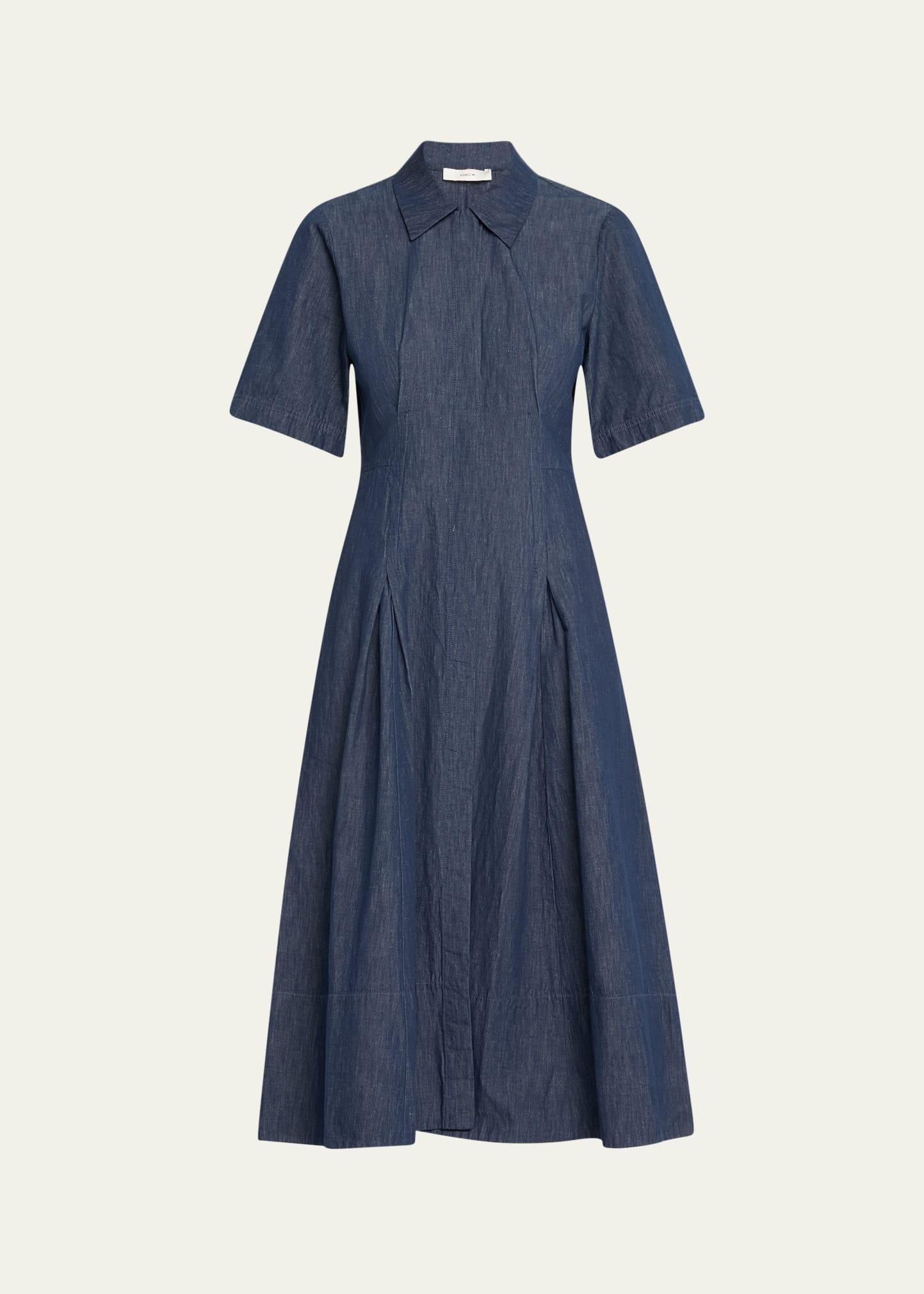 short-sleeve denim shirtdress