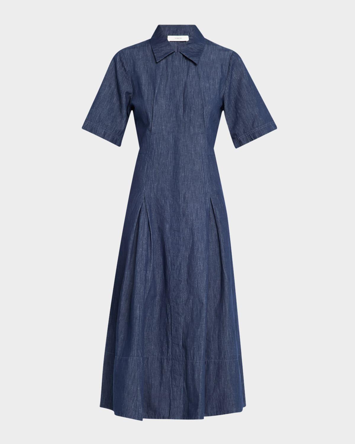 short-sleeve denim shirtdress