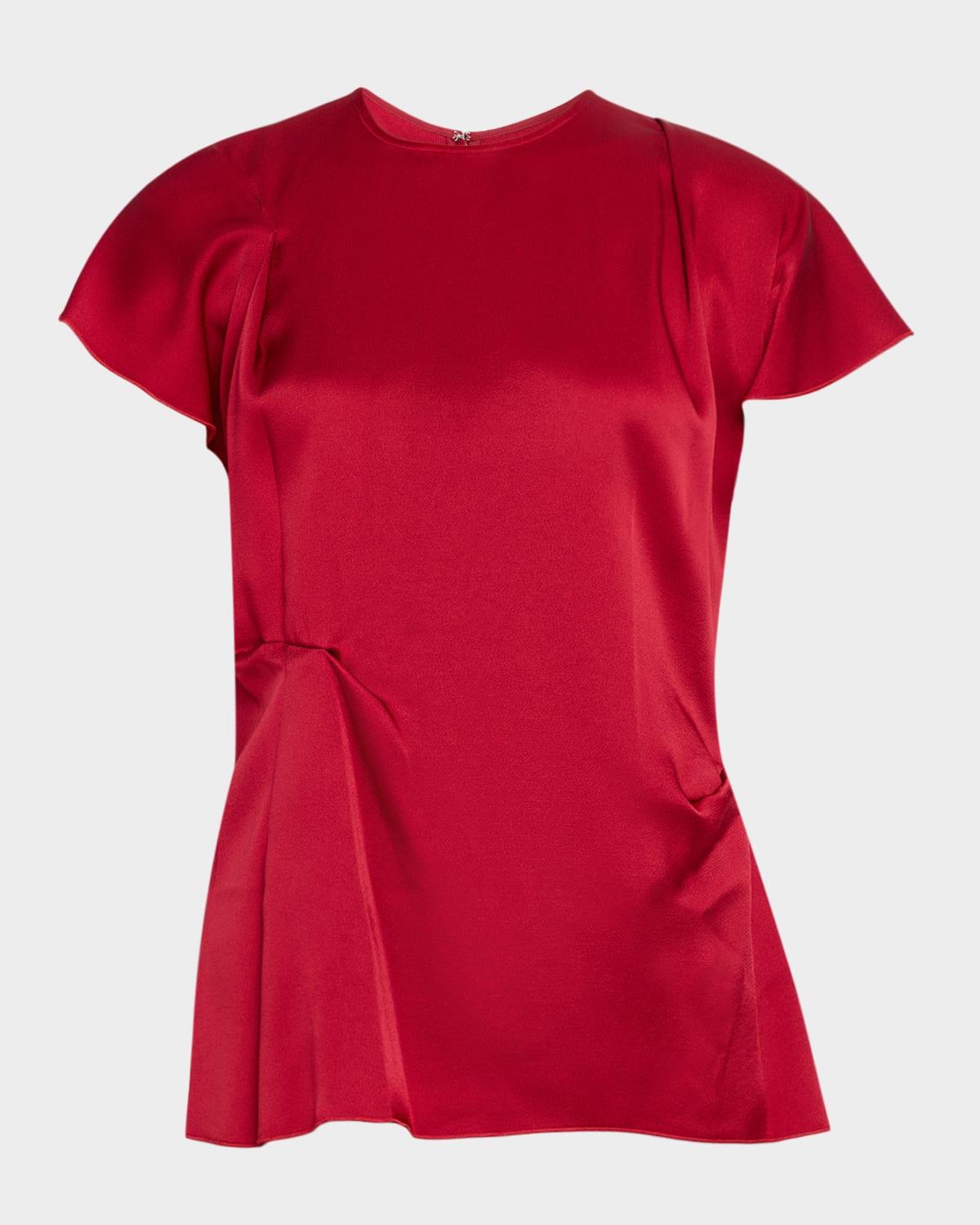 short-sleeve draped pleat top