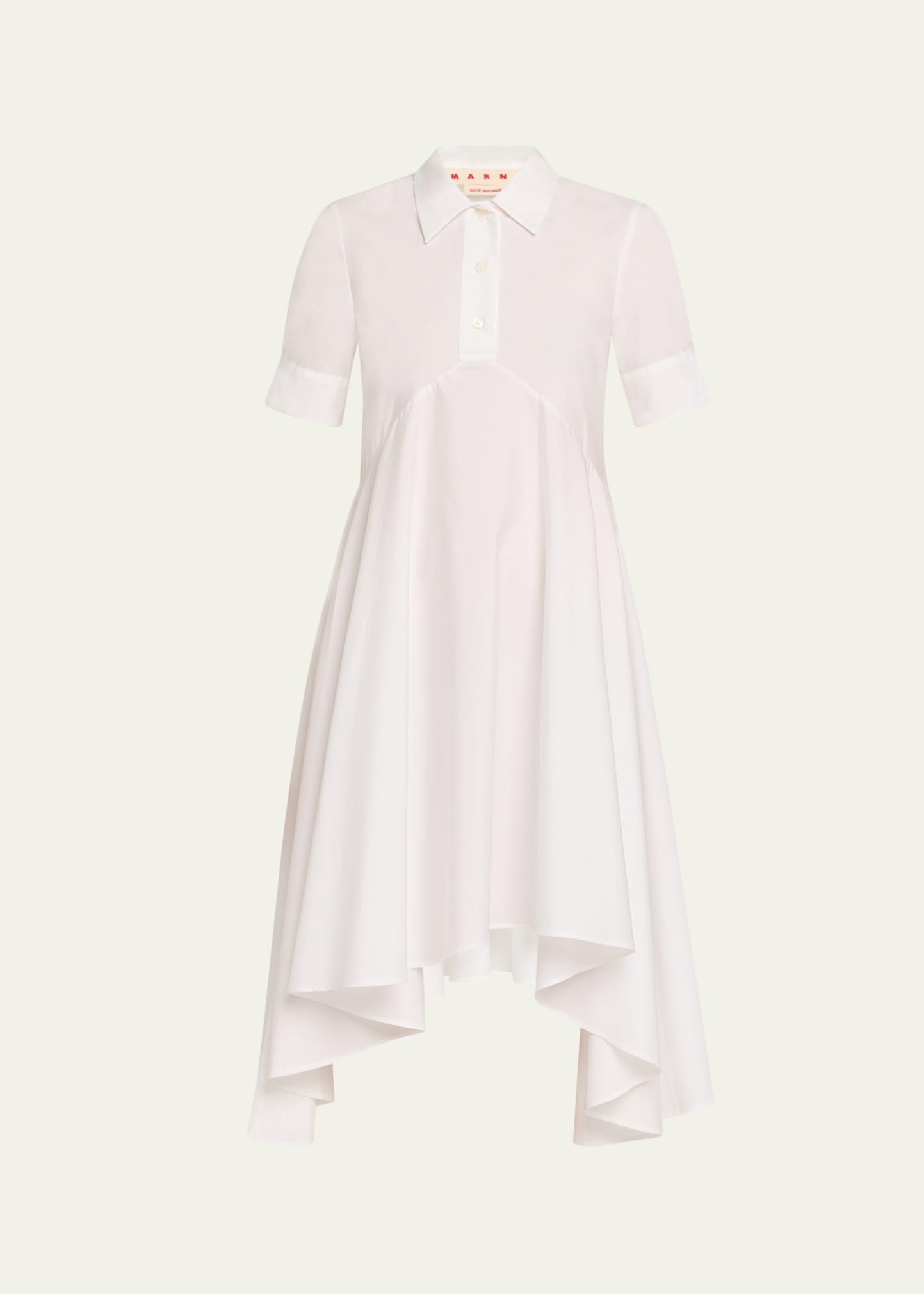 short-sleeve empire-waist midi polo shirtdress