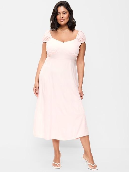 short-sleeve fit & flare midi dress