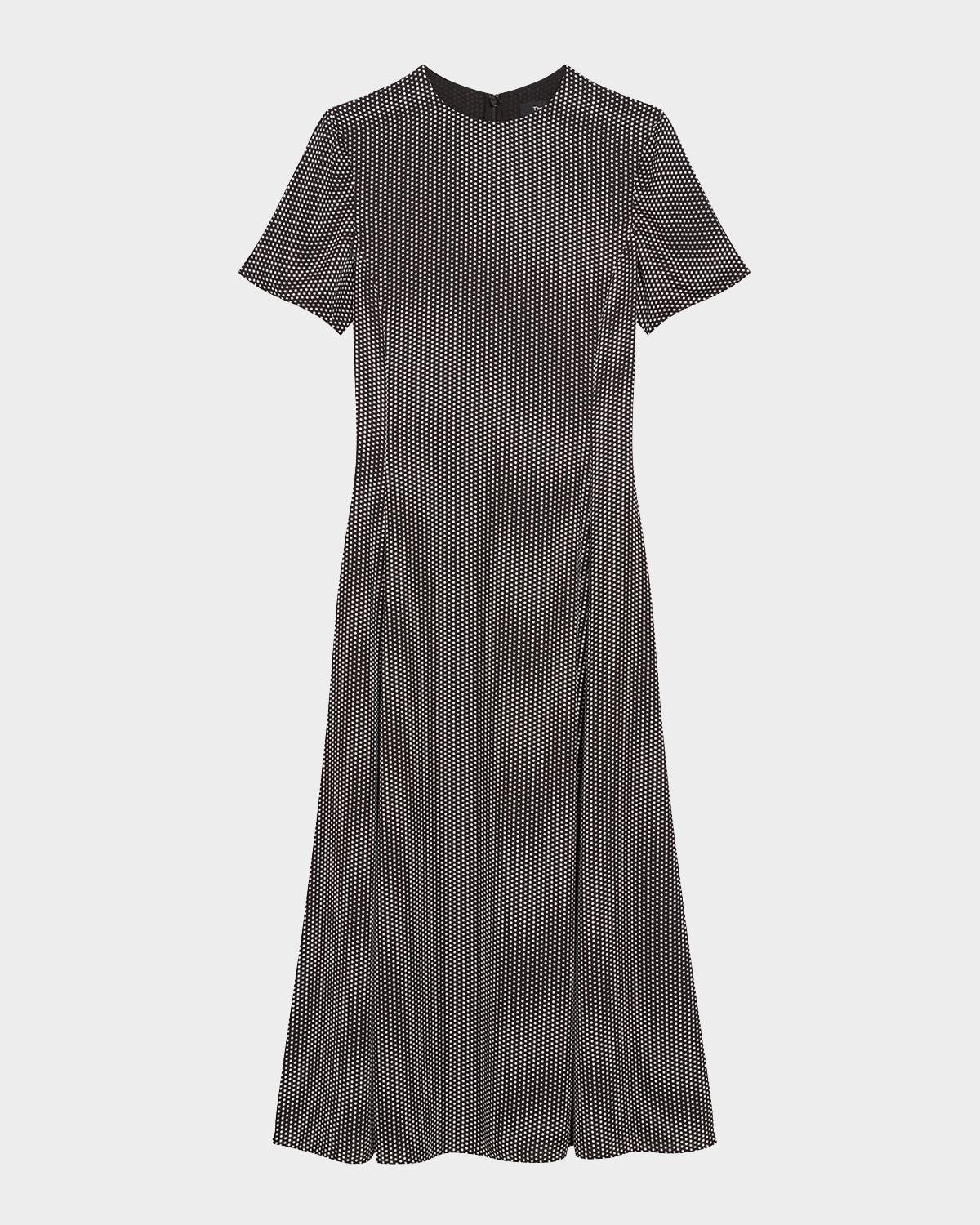 short-sleeve flared midi dress