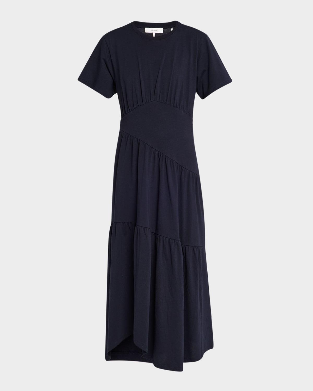 short-sleeve gathered maxi dress