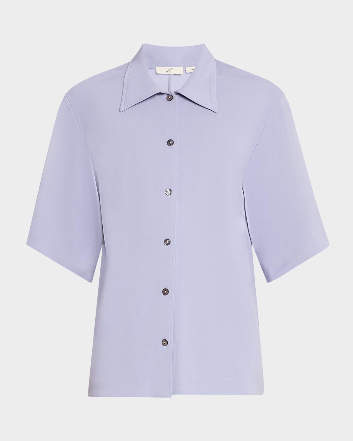 short-sleeve jersey button-down shirt
