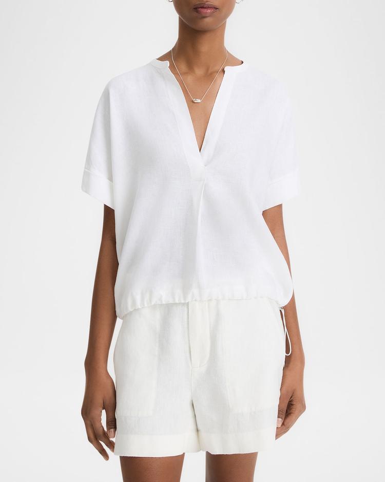short-sleeve linen top