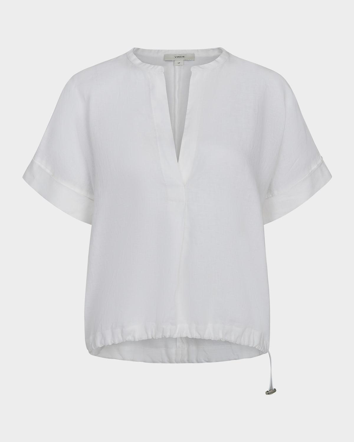 short-sleeve linen top