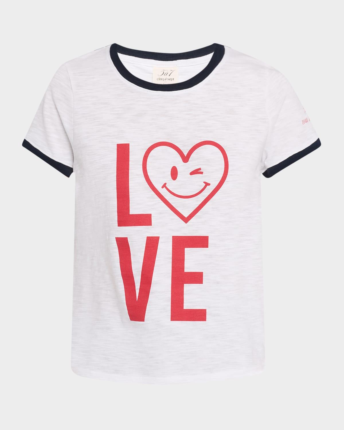 short-sleeve love heart smiley ringer tee