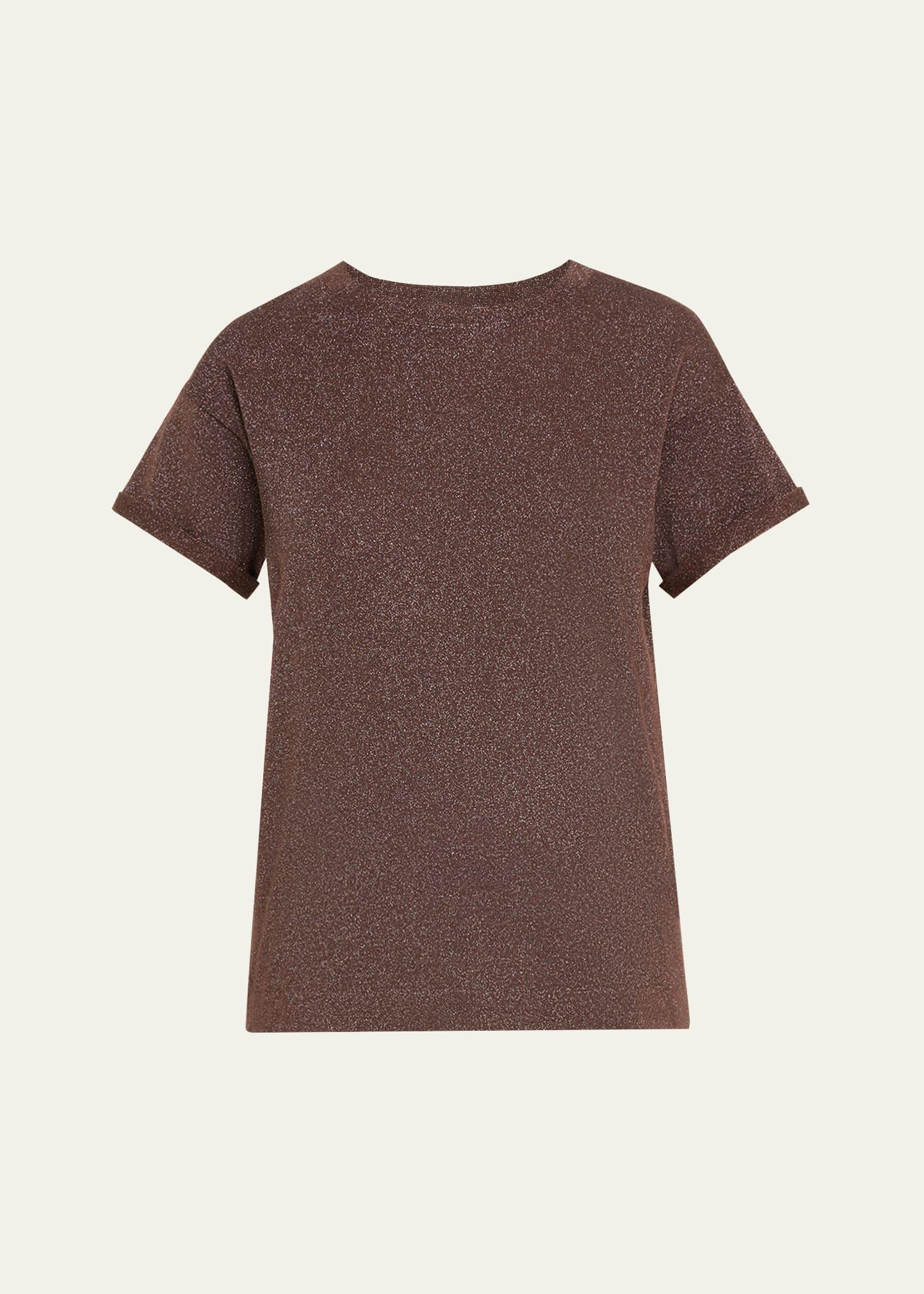 short sleeve lurex cashmere shirt
