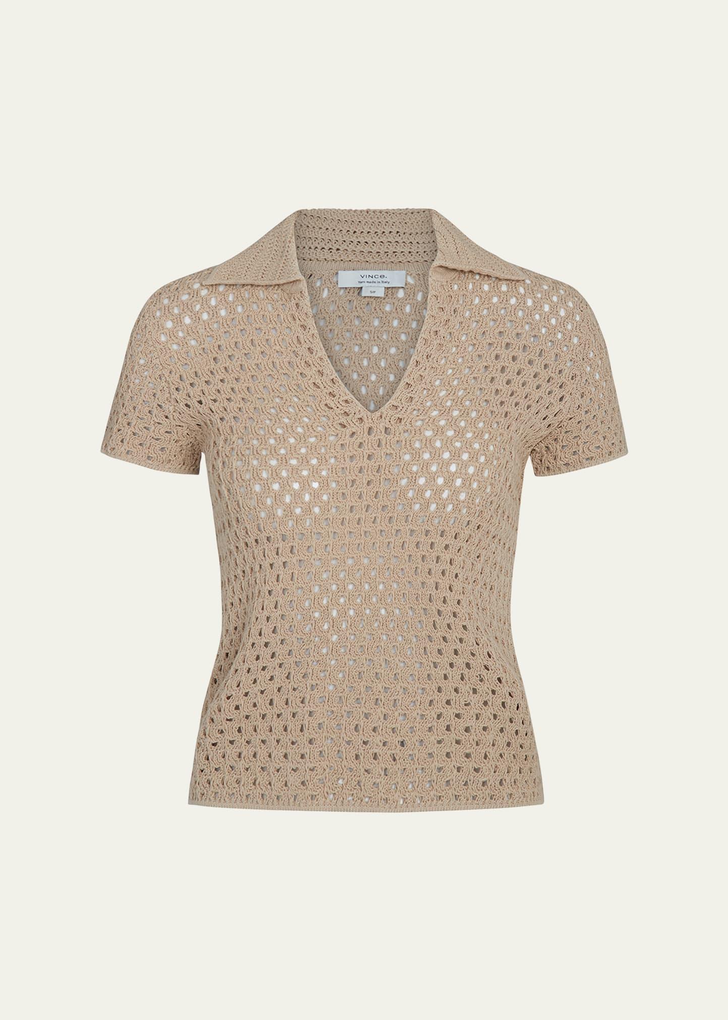 short-sleeve macrame top