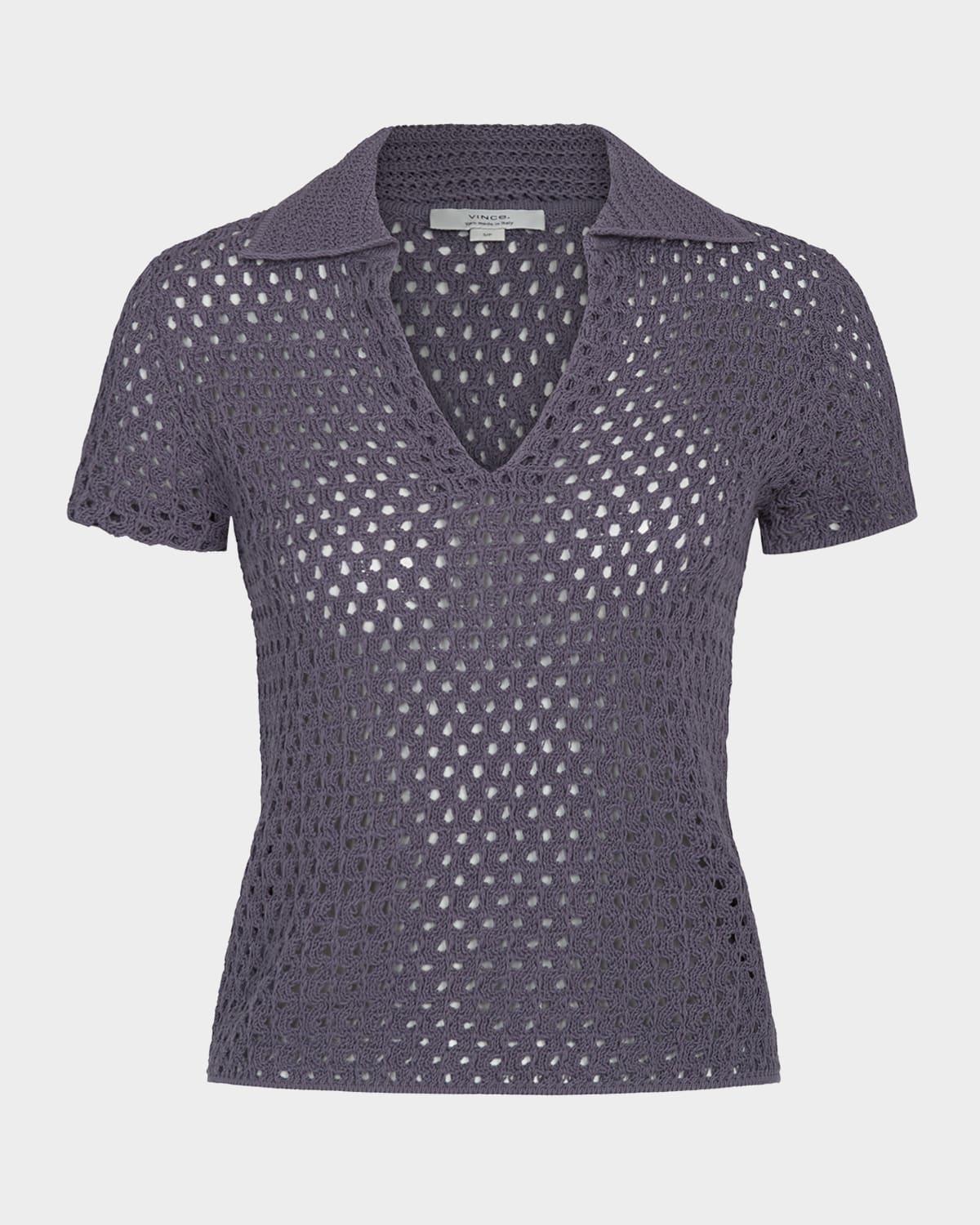 short-sleeve macrame top