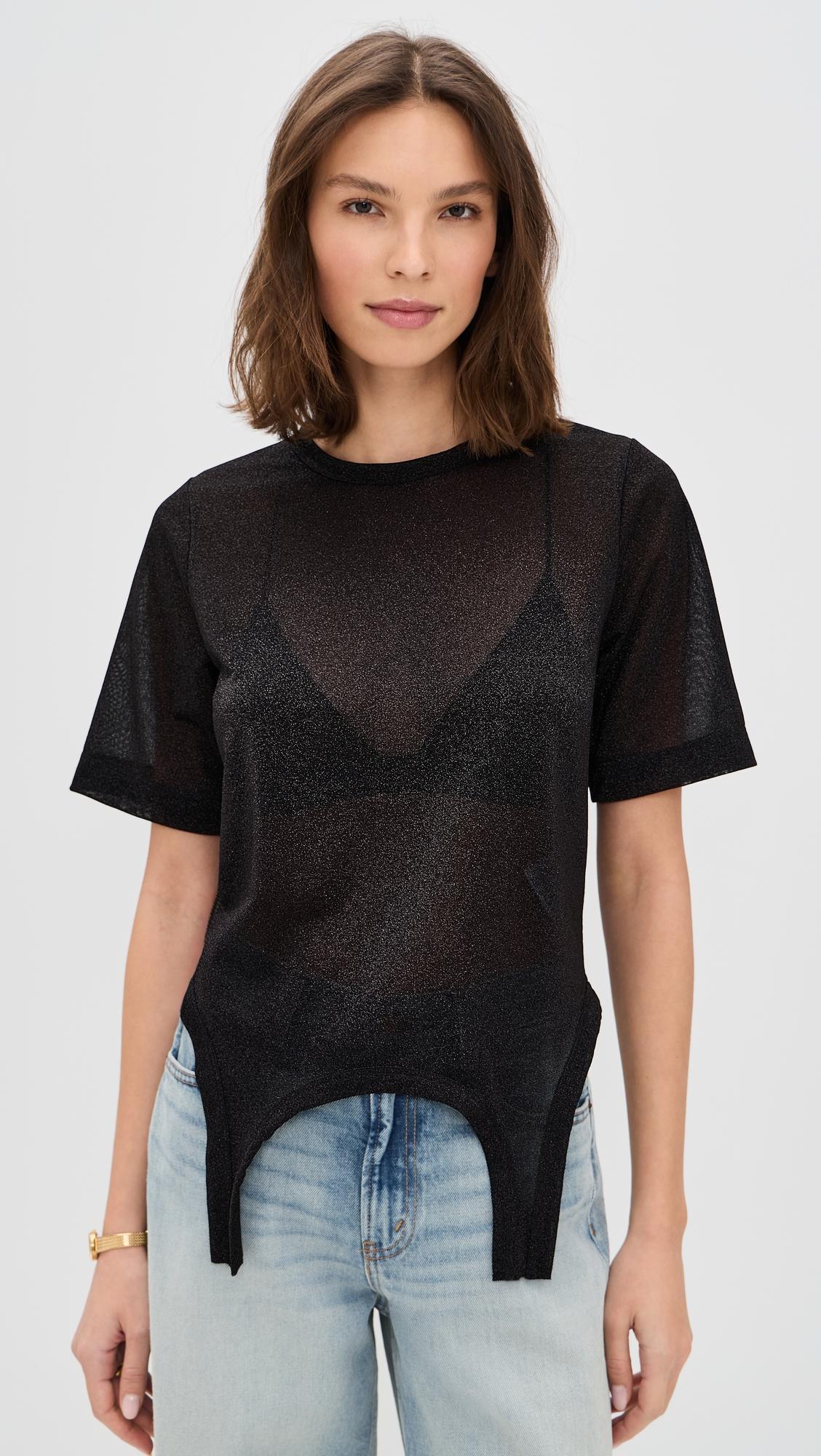 short sleeve metallic faux bodysuit top