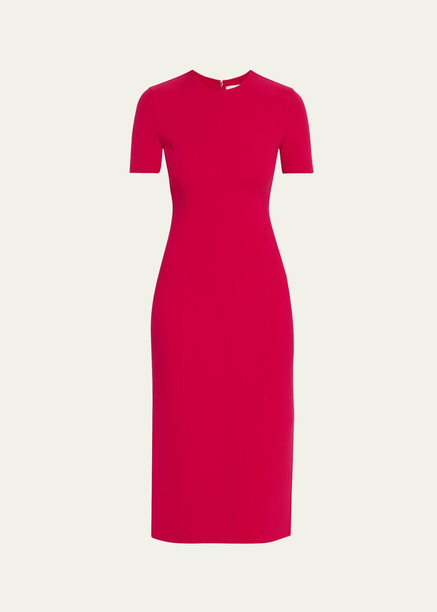 short-sleeve midi sheath dress