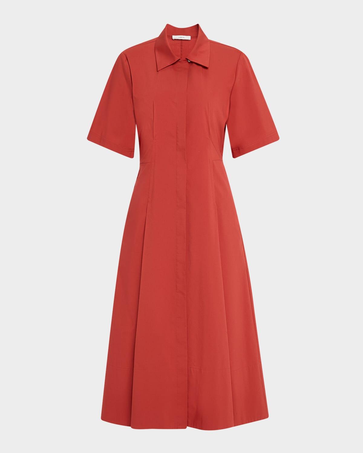 short-sleeve midi shirtdress