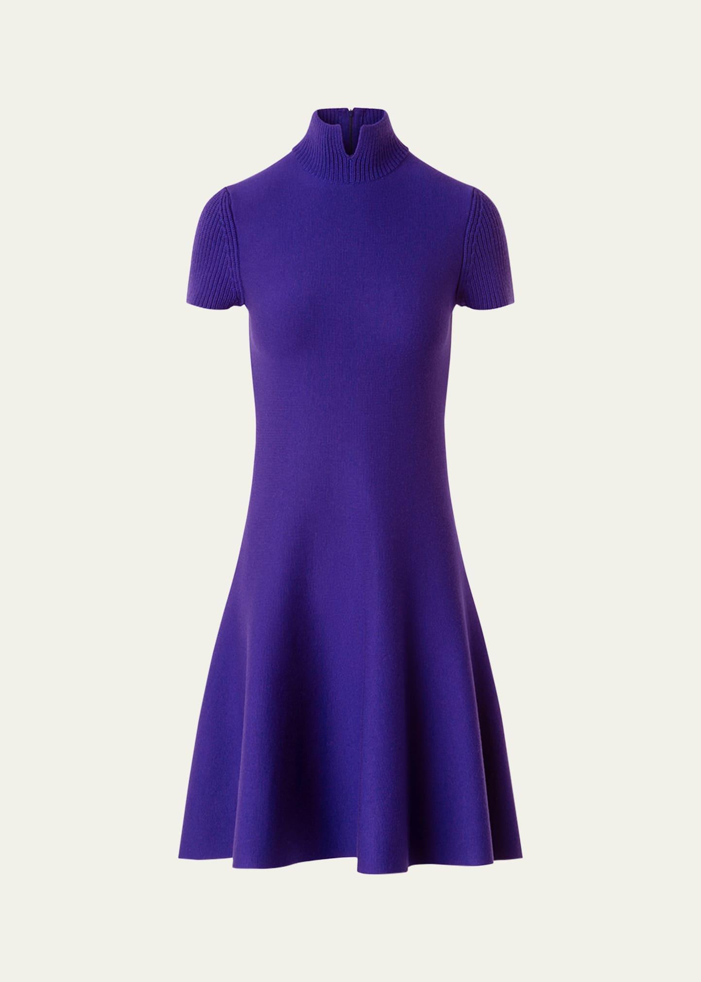 short-sleeve milano knit fit-and-flare mini dress