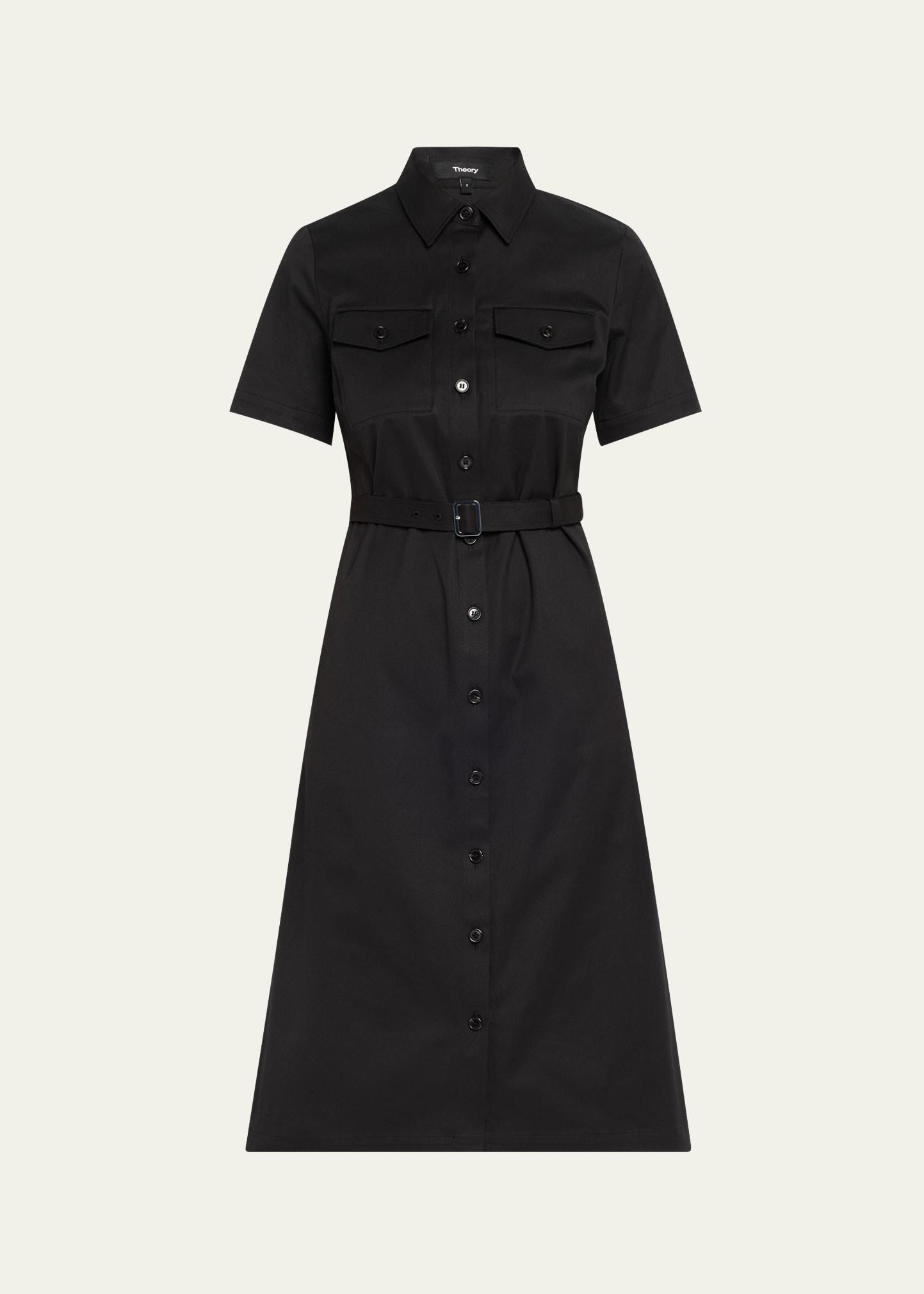 short-sleeve military chino midi dress